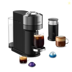 Nespresso Vertuo Next Deluxe Coffee and Espresso Maker, Pure Chrome with Aeroccino Milk Frother,1.1 liter, Black,Dark Chrome