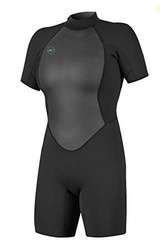 O'Neill Women's Reactor-2 2mm Back Zip Short Sleeve Spring Wetsuit, Lightweight Warmth Flexibility for All Water Activities, Black/Black, 8
