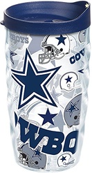 TERVIS MADE IN USA DOUBLE WALLED TERVIS NFL DALLAS COWBOYS INSULATED TUMBLER CUP KEEPS DRINKS COLD & HOT, 10OZ WAVY, ALL OVER