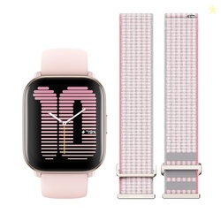 Bundle of Amazfit Active Smart Watch 42mm Pink + Amazfit Official Smartwatch Replacement Band, 20mm Nylon Wristband Strap Pink