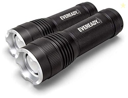EVEREADY LED Tactical Flashlight, IPX4 Water Resistant EDC Flashlight, Super Bright High Lumens, Zoomable, 3 Light Modes, Heavy Duty Metal Body, Lanyard Included, Black