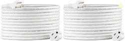 AMAZON BASICS EXTENSION CORD, 13 AMPS, 125V, 20 FOOT, WHITE - PACK OF 2