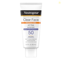 Neutrogena Clear Face Sunscreen Lotion for Acne-Prone Skin, Broad Spectrum SPF 50 Facial Sunscreen for Oily Skin, Oil-, Fragrance- & Oxybenzone-Free Water Resistant Sunscreen, 3 fl. oz