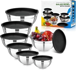 7 PIECE STAINLESS STEEL MIXING BOWLS WITH LIDS SET