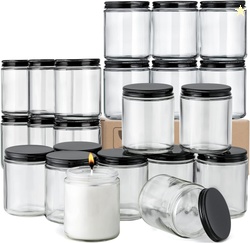 24 Pack, 8 OZ Thick Glass Jars with Metal Lids