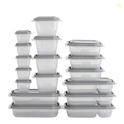 GoodCook EveryWare 34-Piece BPA-Free Plastic Food Storage Containers with Lids (Set of 17), Clear/Grey