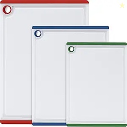 Kikcoin Plastic Cutting Boards for Kitchen, 3-Piece