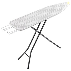 Amazon Basics Full-Size Ironing Board - 4-Leg Fold-Up, Chevron Removable Cover, 60"L x 14"W x 38"H