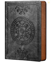 CAGIE Lined Journal for Men Soft Cover Notebook Leather Journals for Writing, 180 Lay Flat Vintage Mens Journal Personal Diary, 5.7'' X 8.3'', Black
