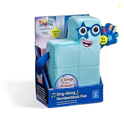 hand2mind Sing-Along Numberblock Five Plush, Music Toys, Numbers for Toddlers, Preschool Learning Math Toys, Light Up Stuffed Animal Plushies, Counting Blocks, Soft Stuffies, Kids Birthday Gifts