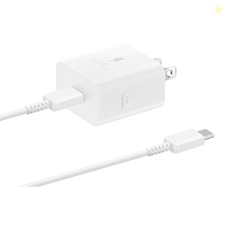 SAMSUNG 25W Wall Charger Power Adapter with Cable, Super Fast Charging, Compact Design, Compatible with Galaxy and USB Type C Devices, White