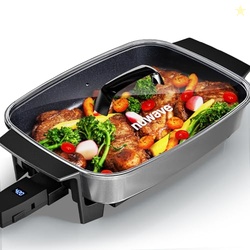 Nuwave Medley XL Digital Electric Skillet, Family Size Griddle w/Glass Lid, 2025 New & Improved Precision Heating, 100-425F, PFAS Free G11 Nonstick Ceramic Coating, Portable Hot Plate, 7qt Capacity