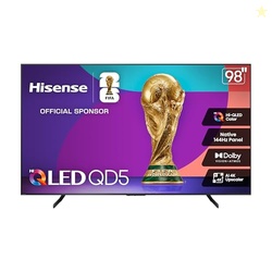 Hisense 98" Class QD5 Series (98QD5QG, 2025 Model) Best Value Hi-QLED 4K UHD Smart Google TV, Native144Hz, Motion Rate 480, Dolby Vision Atmos, HDR 10+, AMD FreeSync Premium, MEMC, VRR, ALLM