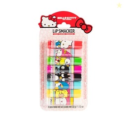 LIP SMACKER SANRIO HELLO KITTY AND FRIENDS 8-PIECE FLAVORED LIP BALM, MY MELODY, LITTLE TWIN STARS, AND CHOCOCAT, HYDRATING & PROTECTING - CRUELTY-FREE