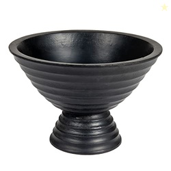 Creative Co-Op Boho Wood Pedestal Serving Bowl, Black Finish