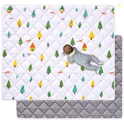 ODORLESS PREMIUM FOAM BABY PLAY MAT 50" X 50", SOFT MICROFIBER FABRIC CRAWLING MAT FOR FLOOR- COMFORTABLE AND HYPOALLERGENIC, NON-SLIP CUSHIONED FLOOR PLAYPEN MAT FOR INFANTS,BABIES,TODDLERS