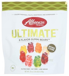 ALBANESE ULTIMATE 8 FLAVOR GUMMI BEARS, NATURAL FLAVORS, LOW SODIUM, FAT FREE, GLUTEN FREE, 25 OUNCE (PACK OF 4)