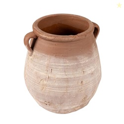 Creative Co-Op Large Orange & Whitewashed Terracotta Urn