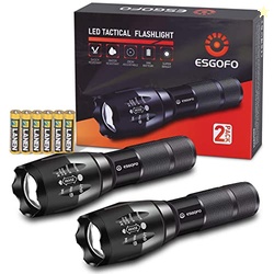 Esgofo LED Flashlights 2 Pack Bright Powerful EDC Handheld Flash Lights, High Lumens Pocket Linterna, 5 Modes, Waterproof, for Gift Survival Emergency Camping