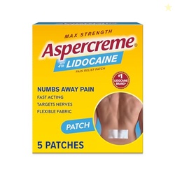 Aspercreme Max Strength Lidocaine Pain Relief Patch (5 Count) for Back Pain, Odor Free Pain Patches