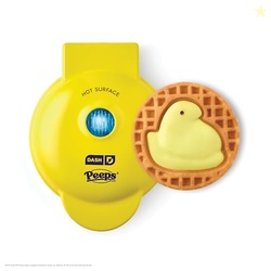 PEEPS x Dash Chick Mini Waffle Maker for Individual Waffles, Hash Browns, Keto Chaffles with Easy to Clean, Non-Stick Surfaces, 4 Inch - Yellow