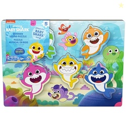 Spin Master Games, Pinkfong Baby Shark Chunky Musical Wooden Sound Puzzle, Plays Baby Shark Song, Kids Puzzle, Easy Activity Toy for Preschoolers, for Kids & Family, 5 Pieces, for Ages 3 & Up