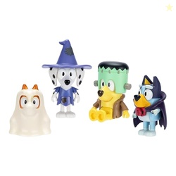 BLUEY HALLOWEEN FIGURES PACK OF 4, ROBUST ARTICULATED CHARACTER TOYS WITH BINGO, CHLOE, AND LUCKY FIGURINES, SMALL ACTION FIGURES FOR KIDS AGES 3+