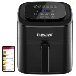 Nuwave 6-quart Brio Healthy Digital Air Fryer with One-Touch Digital Controls, 6 Preset Menu Functions & Removable Divider Insert, Black