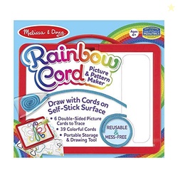 Melissa & Doug Rainbow Cord Picture and Pattern Maker Draw with Cords Activity  39 Cords, 6 Double-Sided Cards to Trace Kids Arts & Crafts