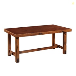 Walker Edison 68" Drop Leaf Trestle Wood Dining Table in Dark Oak
