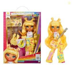 Rainbow High Jr High Rock Band - Sunny, Yellow 9 Fashion Doll with Guitar, Customize with Stickers, Posable, Great Toy Gift for Kids Ages 4+