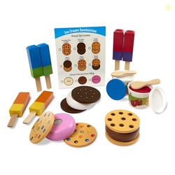 Melissa & Doug Wooden Frozen Treats Ice Cream Play Set (24 pcs) - Play Food and Accessories Food Toys for Toddlers and Kids 3+