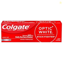 Colgate Optic White Stain Fighter Teeth Whitening Toothpaste, Anticavity Fluoride Toothpaste for Whitening Teeth, Helps Remove Daily Surface Stains, Clean Mint Paste, 4.2 oz
