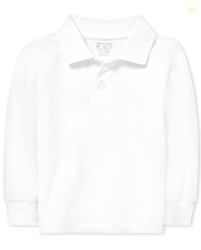The Children's Place Baby Boys and Toddler Boys Long Sleeve Pique Polo, White, 2T