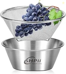 2 Piece Mini 304 Stainless Steel Colander with Mixing Bowl