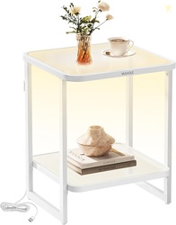 VASAGLE END TABLE, 2-TIER SIDE TABLE WITH LED LIGHTS