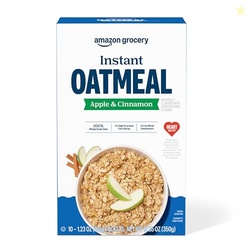 Amazon Grocery, Apple & Cinnamon Instant Oatmeal, 1.23 Oz, 10 Ct (Previously Happy Belly, Packaging May Vary)