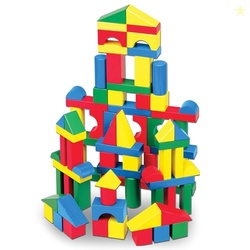 Melissa & Doug Wooden Building Blocks, 100-Piece Set of Sorting & Stacking Toys in 4 Colors and 9 Shapes, Classic Toddler Toys for Girls & Boys Ages 2+ - FSC Certified