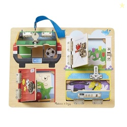 MELISSA & DOUG LOCKS AND LATCHES BOARD WOODEN EDUCATIONAL TOY