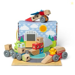 Melissa & Doug Blockables Vehicles Snap and Play, Mix and Match Connectable Wooden Building Blocks Play Set Toy for Preschool Boys and Girls (54 Pcs)