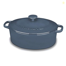 Cuisinart Chef's Classic Enameled Cast Iron Oval Covered Casserole (Provencial Blue, 5.5-Quart)