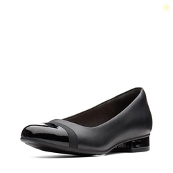 CLARKS WOMENS JULIET MONTE PUMP, BLACK LEATHER/SYNTHETIC, 6.5 WIDE US