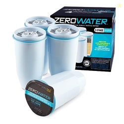 ZeroWater Official Replacement Filter - 5-Stage 0 TDS Water Filter Replacement IAPMO Certified to Reduce Lead, Chromium, and PFOA/PFOS 4-Pack