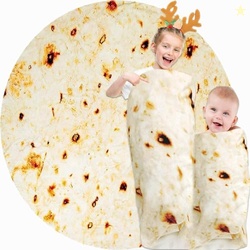 Burrito Tortilla Blanket Baby Stuff Shower White Elephant Gifts for Kids Throw Blankets Wrap Swaddle Toddler Boy Girl Party Novelty Gag Pets Soft Fleece 40in