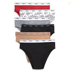 Hanes Originals Women's Underwear Hi-Leg Pack, Stretch-Cotton Hi-Leg Panties, Basic Assorted Colors, 6-Pack