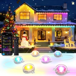 SUNLINKCO RGB+IC Permanent Outdoor Lights, 100Ft Smart Eave Lights, String Lights, IP67 Waterproof for House Garden Christmas Decor Birthday Gift with Alexa, Google Assistant APP/Remote Control