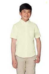 French Toast Boys' Short Sleeve Classic Poplin Dress Shirt (Standard & Husky), Yellow, 4