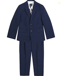 Nautica Boys' 4-Piece Tuxedo Set with Dress Shirt, Bow Tie, Jacket, and Pants, Bright Blue, 4