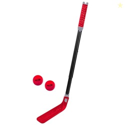 Nerf Flexplay Kids Hockey Stick + Ball Set - Indoor + Outdoor Street Hockey Set - Adjustable Height Stick Balls Included
