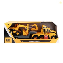 CAT CONSTRUCTION TOYS, HEAVY MOVER, SEMI TRUCK AND TRAILER WITH CONSTRUCTION FLEET EXCAVATOR, LIGHTS AND SOUNDS, AGES 3 AND UP